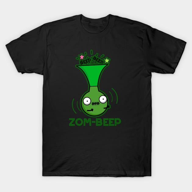 Zom-beep Cute Halloween Zombie Honker Pun T-Shirt by punnybone